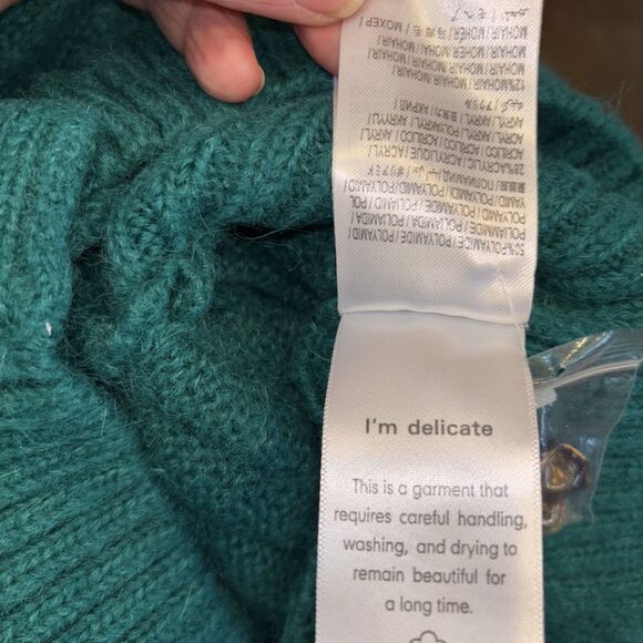 Farm Rio Cardigan Emerald Green Bubble Knit L NEW Button V Neck Long Sleeve - Picture 11 of 16